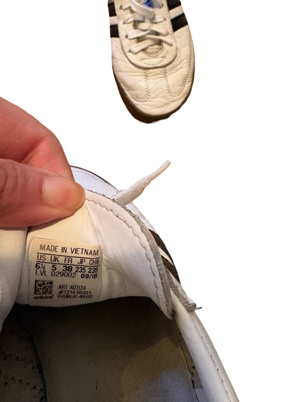 adidas Samba platform White Sneakers with Black Stripes and Blue Logo - Picture 5 of 5